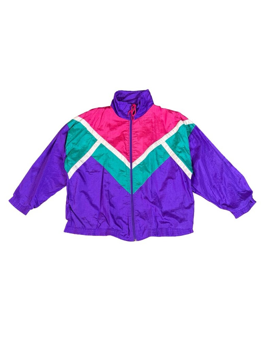 Vintage 1990s Active Sensation Purple Pink Nylon Windbreaker Jacket XXL